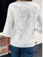 cheap Work Tops-Women&#039;s Blouse Solid Color Elegant Daily Stylish 3/4 Length Sleeve V Neck Regular Tops Work Daily Holiday Embroidered White Summer Spring Fall