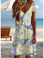 cheap Boho Dress-Women&#039;s Mini Dress Petite Dress T Shirt Dress Tee Dress Sundress A Line Dress Elegant Vintage Stylish Vacation Birthday Casual Regular Fit Floral Graphic Paisley Short Sleeve V Neck Yellow