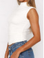 cheap Tank Tops &amp; Camis-Women&#039;s Camisole Tank Top Solid Color Stylish Casual Short Sleeve Turtleneck Regular Tops Daily Ruched Black White Red Fuchsia Khaki Summer Spring