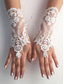 baratos Luvas femininas-luvas de noiva elegantes de renda branca – luvas de casamento vintage sem dedos com bordado floral para noivas e eventos formais