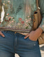 cheap Boho tee-Women&#039;s T Shirt Floral Fashion Modern Casual Long Sleeve Crew Neck Regular Tops Daily Weekend Print Sage Green Fall Winter