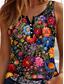 voordelige Damestanktops &amp; hemdjes-Vrouwen Camisole Tanktop Bloemig Casual Mouwloos Ingekorte Hals Reguliere Tops Dagelijkse Knopen Print Zwart Zomer