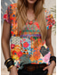cheap Boho tee-Women&#039;s T Shirt Floral Geometric Geometry Vintage Stylish Casual Short Sleeve V Neck Regular Tops Daily Going out Weekend Print Orange Summer Spring