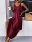 cheap Vacation Dresses-Women&#039;s Midi Dress Stylish Basic Sexy Vacation Daily Regular Fit Plain Sleeveless V Neck Black Wine Army Green Summer