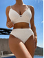cheap Bikini Sets-Women&#039;s Swimwear Bikini 2 Piece Cheeky Swimsuit Backless Slim Vacation Beach Wear Solid Color V Neck Sleeveless Bathing Suits