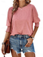 preiswerte Damen Arbeitsoberteile-Damen Hemd Bluse Feste Farbe Stilvoll Brautkleider schlicht Kurzarm Rundhalsausschnitt Normale Oberteile Täglich Patchwork Weiß Hellgrün Rosa Marineblau Sommer Frühling