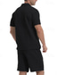 olcso Férfi Basic Tees szettek-Férfi Ostya Melegítő Pólóing és rövidnadrág Készlet Outfit készlet Polo gallér Negyed irányítószám Szabadtéri Napi Sport Zseb Zsinór 2 db Sima Fekete Fehér Khakizöld Poliészter Sportruházat