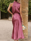 cheap Cocktail Dress-Women&#039;s Long Dress Maxi Dress Prom Dress Casual Dress Satin Dress Summer Dress Fashion Outdoor Holiday Date Regular Fit Plain Sleeveless Halter Neck Black Apricot Rose Pink Summer Spring