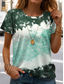 cheap Floral tee-Women&#039;s T Shirt Tie Dye Casual Short Sleeve Round Neck Regular Tops Daily Print Green Summer