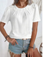 cheap Plain tee-Women&#039;s Shirt Blouse Solid Color Stylish Casual Short Sleeve Crew Neck Regular Tops Daily Black White Khaki Summer Spring