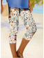 cheap Floral Print-Women&#039;s Leggings Capri Pants High Elasticity Fashion Streetwear Full Length Mid Waist Floral Printing Thermal Warm Breathable Soft  Outdoor Daily Beach Buff Black Blue Sky Blue Summer Spring