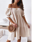 cheap Vacation Dresses-Women&#039;s Mini Dress Boho Chic Dresses A Line Dress Vacation Stylish Sexy Loose Fit Solid Color Sleeveless Off Shoulder Black Light Green Apricot Summer Spring