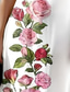 abordables Vestido Floral-Vestido Midi Elegante de Fiesta para Mujeres Cuello Redondo de Manga Corta Vestido Casual Vestido Deslavado Vestido de Verano Estiloso Formal Trabajo Casual Ajuste Regular Floral Blanco Verano