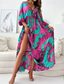 cheap Elegant Floral Dresses-Women's Long Dress Maxi Dress Casual Dress Summer Dress Print Dress Fashion Outdoor Holiday Date Regular Fit Floral Long Sleeve Deep V Blue Purple Green Summer Spring