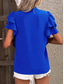 cheap Work Tops-Women&#039;s Shirt Blouse Solid Color Stylish Casual Short Sleeve V Neck Regular Tops Work Daily Holiday Ruffle Black Wine Blue Green Summer Spring