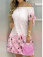 preiswerte Streifen- und geometrisches Kleid-Damen Minikleid Etuikleid Schulterfreies Kleid Trägerloses Kleid Brautkleider schlicht Urlaub Täglich Regular Fit Blumen Kurzarm Schulterfrei Schwarz Gelb Rosa Pudriges Rosa Sommer