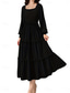 economico Abiti floreali-Per donna Vestito longuette Abito da ospite di nozze Boho Elegante Boemia Moda Morbido Manica lunga Squadrata Nero Rosa Vino Blu marino Primavera Autunno Inverno