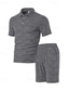 cheap Men&#039;s Tracksuit &amp; Hoodie-Men&#039;s Jacquard Tracksuit Polo Shirt &amp; Shorts Set Outfit Set Lapel Outdoor Daily Sports Pocket Drawstring 2 Piece Plain Black White Navy Blue Polyester Activewear Classic Casual Summer