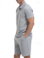 olcso Férfi Basic Tees szettek-Férfi Ostya Melegítő Pólóing és rövidnadrág Készlet Outfit készlet Polo gallér Negyed irányítószám Szabadtéri Napi Sport Zseb Zsinór 2 db Sima Fekete Fehér Khakizöld Poliészter Sportruházat