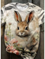cheap Easter T Shirt-Easter Women&#039;s T Shirt Floral Animal Casual Short Sleeve Round Neck Regular Tops Daily Print Beige Summer