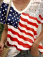 cheap Independence Day Top-Women&#039;s Patriotic  T Shirt Flag American Flag National Flag Stylish Casual Short Sleeve V Neck Regular Tops Daily Weekend Print Red Summer Spring