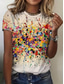 cheap Art&amp;Design tee-Women&#039;s T Shirt Ombre Casual Short Sleeve Round Neck Regular Tops Daily Print Purple Beige Summer