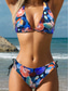 voordelige Bikinisets-Dames Zwemkleding Bikini 2-delig Cheeky Badpak Rugloos Slank Vakantie Strandkleding Grafische V-hals Mouwloze Zwemkleding