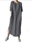 cheap Dresses-Women&#039;s Midi Dress Linen-Inspired Dresses Casual Dress Cotton Linen Dress Stylish Casual Vacation Daily Date Regular Fit Plain Half Sleeve Crew Neck White Blue Gray Summer Spring