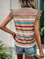 billige Tanks og camisole til kvinner-Dame Camisole Tank Top Stilren Casual Uten Ermer Rund Hals Vanlige Topper Daglige Volang Print Svart Hvit Khaki Grå Sommer