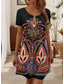 billige Boho-kjoler-Dame Mini kjole Uformell kjole Fritid Daglig Normal Grafisk Paisly Kortermet Crew-hals Svart Sommer