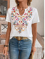 cheap Boho tee-Women&#039;s T Shirt Floral Casual Short Sleeve V Neck Regular Tops Daily Print White Summer