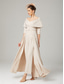 abordables Combinaisons pour maman-Combinaison Deux Pièces  Tailleur Mère de la Mariée Invité de Mariage Élégante Fête Col Rond Hors Épaule Longueur Cheville Tissu Élastique Manches 3/4 avec Ceinture  Ruban 2025