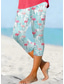 billiga Blommönster-Damleggings capribyxor hög elastisk mode streetwear full längd hög midja blommig tryck termisk varm andas mjuk utomhus daglig grön sommar vår vanlig passform