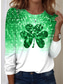 cheap St Patrick&#039;s T-shirts-St. Patrick Women&#039;s T Shirt Shamrock Plants Casual Long Sleeve Crew Neck Regular Tops Daily Print Green Spring Fall