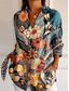 cheap Floral Tops-Women&#039;s Shirt Floral Casual Long Sleeve Shirt Collar Regular Tops Work Daily Buttons Print Blue Spring Fall Winter
