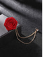 preiswerte Hochzeit ACC-Anstecknadel mit roter Rose und goldener Kette – elegantes Herren-Accessoire für Anzüge und Smokings – perfekt für Hochzeiten, formelle Veranstaltungen und besondere Anlässe