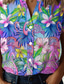 cheap Hawaiian Tops-Women&#039;s Shirt Floral Elegant Vintage Tropical Short Sleeve Shirt Collar Regular Tops Daily Buttons Print Purple Summer