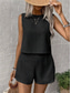 cheap Essential Faux Co-ord Sets-Women's Blouse Faux Cotton Linen Baggy Shorts Sleeveless Crew Neck Solid Color Elegant Fashion Streetwear Casual Daily Outdoor Blue Black Orange Summer Regular Fit