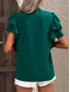 cheap Work Tops-Women&#039;s Shirt Blouse Solid Color Stylish Casual Short Sleeve V Neck Regular Tops Work Daily Holiday Ruffle Black Wine Blue Green Summer Spring