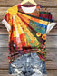 tanie Koszulka tie-dye i gradientowa-Damskie Podkoszulek Ombre Graficzny Elegancja Zabytkowe Moda Krótki rękaw Okrągły dekolt Zwykłe topy Codzienny Wyjściowe Weekend Nadruk Tęczowy Lato