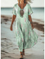 cheap Art&amp;Design Dress-Women&#039;s Maxi Dress Casual Dress Sundress A Line Dress Summer Dress Bohemia Vacation Vintage Vacation Daily Regular Fit Floral Graphic Color Gradient Short Sleeve V Neck Green Summer