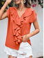 cheap Plain Tops-Women&#039;s Shirt Blouse Solid Color Elegant Daily Stylish Short Sleeve Batwing Sleeve V Neck Regular Tops Work Daily Evening Party Buttons Orange Green Beige Summer Spring