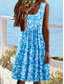 voordelige Bloemenjurken-Dames Mini Jurk Petite Jurk T Shirt Jurk Tee Jurk Zomerjurk A-lijn Jurk Elegant Vintage Stijlvol Vakantie Verjaardag Casual Regular Fit Bloem Mouwloos Ronde Hals Blauw Zomer