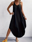 cheap Vacation Dresses-Women&#039;s Midi Dress Stylish Basic Sexy Vacation Daily Regular Fit Plain Sleeveless V Neck Black Wine Army Green Summer
