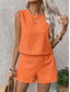 cheap Essential Faux Co-ord Sets-Women's Blouse Faux Cotton Linen Baggy Shorts Sleeveless Crew Neck Solid Color Elegant Fashion Streetwear Casual Daily Outdoor Blue Black Orange Summer Regular Fit
