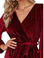 cheap Plain Dress-Women&#039;s Mini Dress Wrap Dress Bodycon Dress Puff Sleeve Dress Party Birthday Party Birthday Regular Fit Graphic Long Sleeve V Neck Black Wine Green Dark Blue Summer Spring Fall Winter