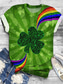 cheap St Patrick&#039;s T-shirts-Women&#039;s T Shirt Graphic Elegant Vintage Fashion Short Sleeve Round Neck Regular Tops Daily Going out Weekend Print Grass Green Dark Green Summer