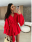 cheap White Casual Dresses-Women&#039;s Mini Dress Casual Dress Spring Dress Elegant Casual Daily Regular Fit Solid Color Long Sleeve V Neck Black White Pink Red Fall