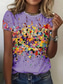 cheap Art&amp;Design tee-Women&#039;s T Shirt Ombre Casual Short Sleeve Round Neck Regular Tops Daily Print Purple Beige Summer