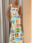 cheap hawaiian Dress-Women&#039;s Maxi Dress Corset Dress A Line Dress Summer Dress Slip Dress Vacation Vacation Daily Regular Fit Graphic Sleeveless Square Neck White Summer